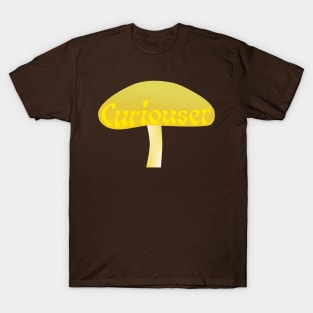 Curiouser Yellow Mushroom from Alice in Wonderland - Brown T-Shirt